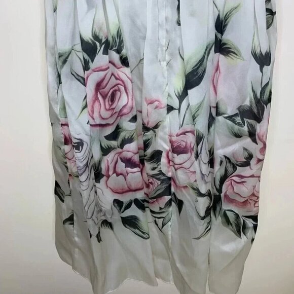 Floral Rose Print 100% Silk Cotton Lining Balloon Skirt Midi Dress Size Small - Picture 4 of 13